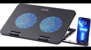 Generic Laptop Cooler Pad With Super Silent 2 Fans And Ergonomic Design -(Black/Blue, 17in) With a mobile holder