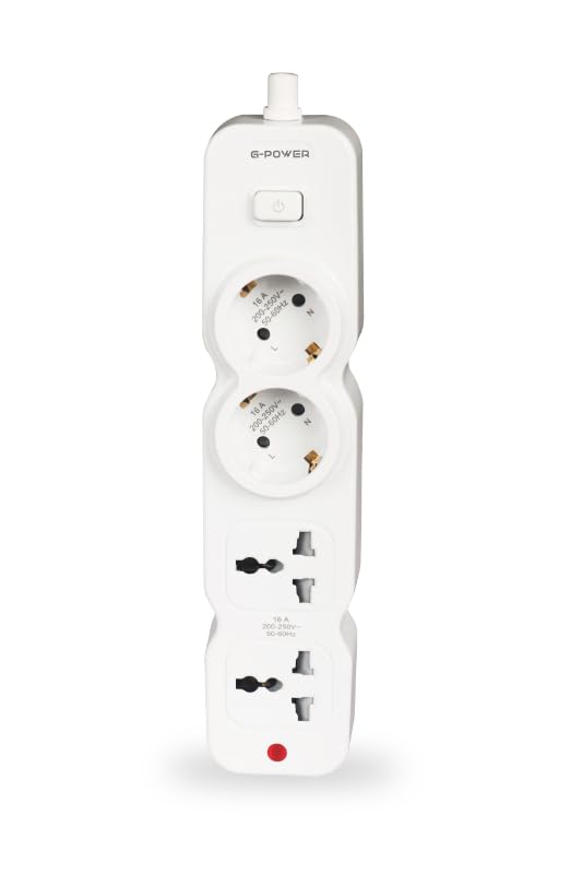 G-Power GP583WE EU Plug Power Strip Control Button With Two EU And UK Ports 250V 3M - White