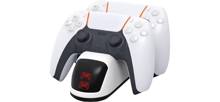 Dual Docking Station Compatible with Wireless Controllers with Indicator Lights for Energy Case Protection