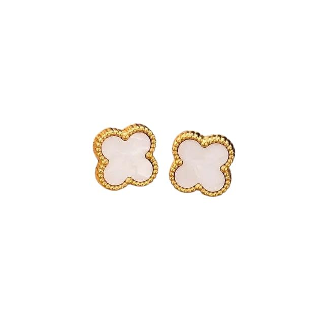 Four Leaf Clover Earrings for Women 18k Gold Plated Stainless Steel 4 Leaf Good Luck Jewelry Gift for Mom Daughter Made Without Gemstone