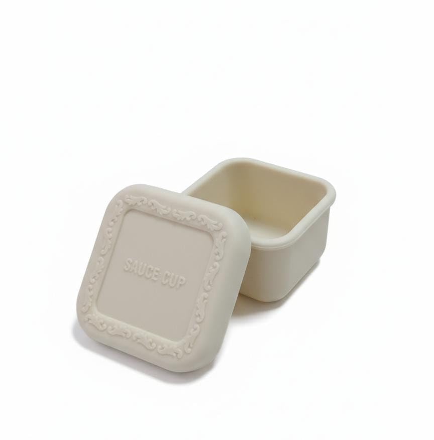 Spaceshoop Premium Silicone Sauce & Food Prep Container Leak-Proof Lid 50ml Beige