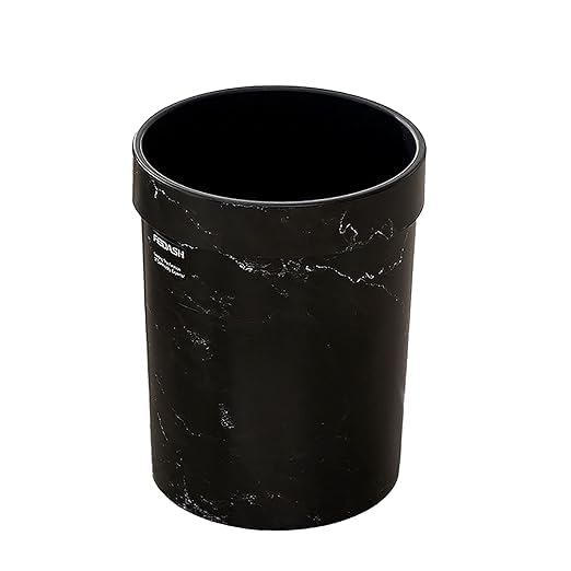Trash Can-Marble Texture Ashbin Trash Can Waste Storage Bin- Wastepaper Basket Bin Without Lid Garbage Bin-Paper Bin for Hotel/Living Room/Office,Black