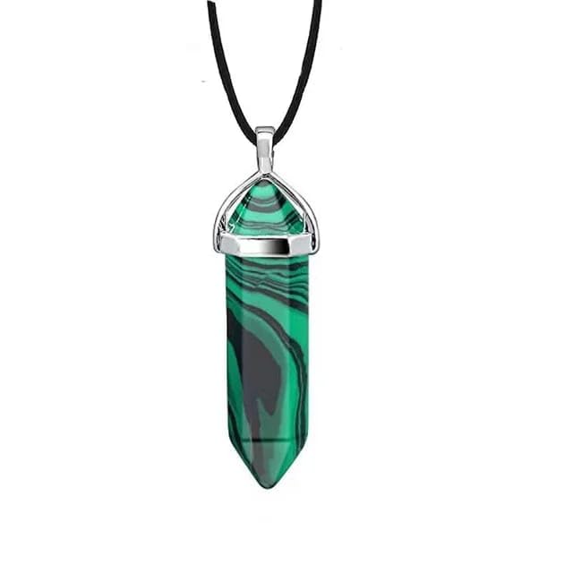 Fayruz Jewelry Unisex Natural Leather Rope Crystal Pendant Gemstone Spiritual Energy Healing Hexagonal Necklace for Men Women