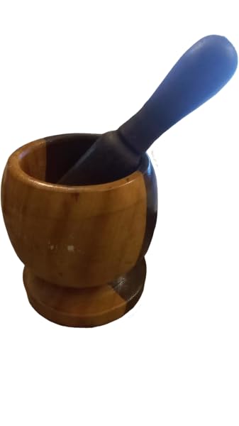 Wooden mortar with pestle - for home uses - health and safety