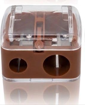 Make Up Sharpener - 2 Holes Dual Make up Pencil Sharpener, Pencil sharpeners Eyeliner Sharpener, Cosmetic Sharpener for Eyebrow Pencil, Eye Liner, Lip Liner and Brow Pencil (Pack of 1) (1, brown)