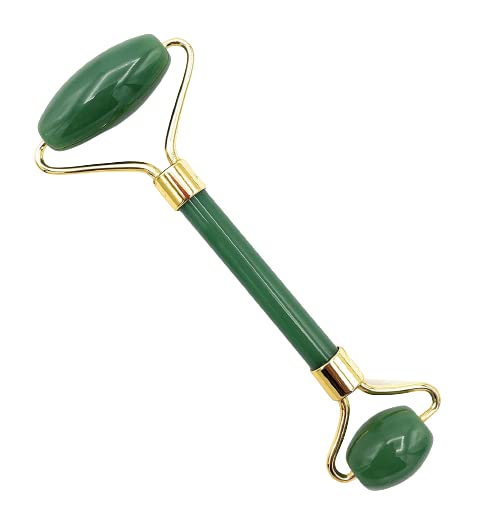 Green Jade Guasha Rose Quartz Gua Sha Face massage stone 100% Natural Crystals (Green Jade Roller)