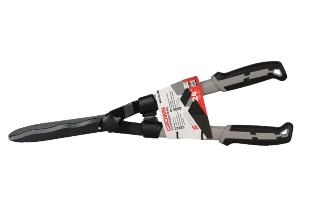 Crown Hedge Shears, Garden Trimming Tool, Black and Grey, Steel Blades, Comfort Grip Handles, 24 inch