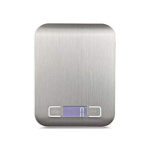 Digital Weighing Scale 10kg/5Kg Stainless Steel Kitchen Scale Food Diet Postal Balance Measuring Tool LCD Electronic Scales Kitchen (Color : Metal white, Load Bearing : 10Kg)