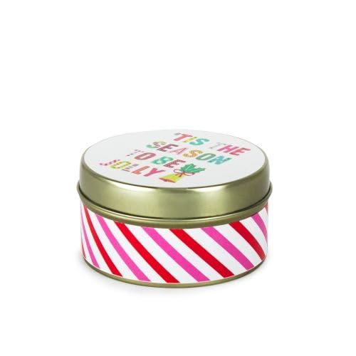 Christmas Warm Vanilla Scented Candle Tin 8cm D x 4cm H Season To Be Jolly Design Approx Burn Time 28 Hours
