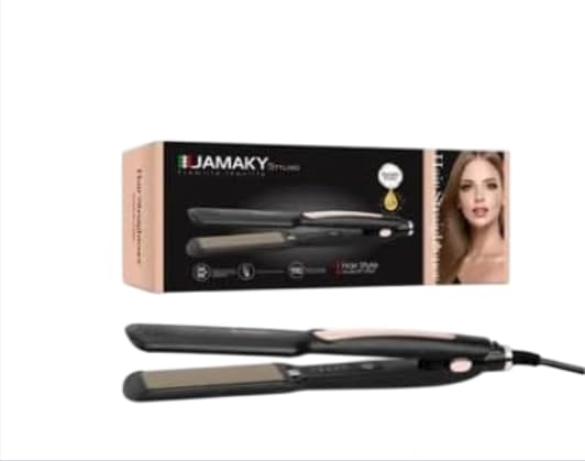 JamakiD Hair Straightener, Salon Quality Styling with 1280°C, Perfect for Curly and Straight Hair, 30s Fast Heating, 360° Swivel Cord, 50W, Model Jpc 10005, Ceramic Plates, Black