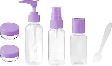 Empty Travel Containers Set, Clear Leak Proof Travel Containers for Shampoo, Lotion, Perfume, Toiletries, Toiletries, Lightweight, Reusable (6, Mauve)