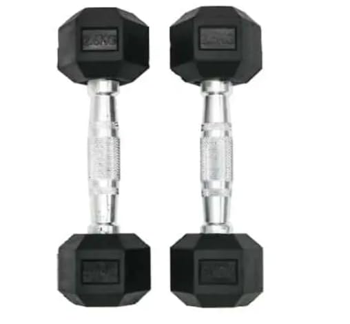 Dumbbell Set, 2.5 kg set of 2, Black, Chrome Handle