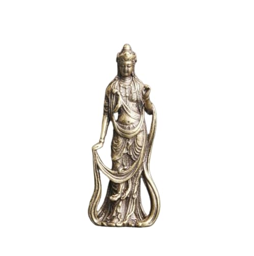 MySouq-Store 1PC- Figurine Small Brass Statue Golden Brass Craft Miniatures Sculpture Antique Bronze Large Belly Laughing Maitreya Buddha Statue Desk Copper Ornament Crafts Brass (N9)