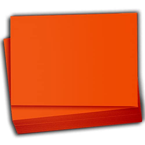 Hamilco Colored Scrapbook Cardstock Paper 5x7 Card Stock Paper 65 lb Cover 100 Pack (Fire Orange)