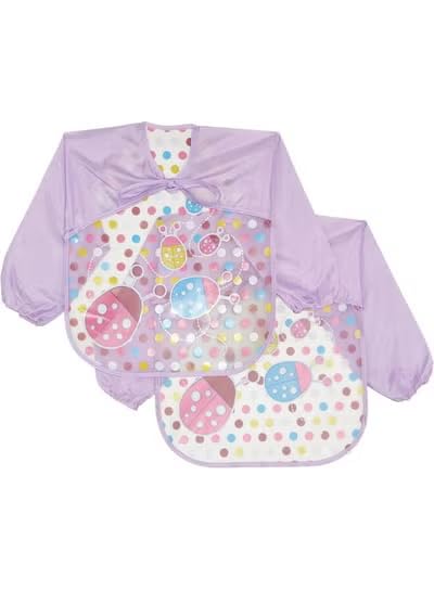 Baby's Long-Sleeve Waterproof Bib for Both Eating and Drawing (Purple), One Size - 1Pc