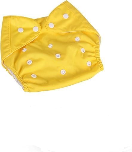 Baby Adjustable Cotton Pocket Diapers and Reusable Baby Washable Cloth Diaper Nappies for Babies InfantsToddlers@@ Age 0 to 3 Years (Yellow)