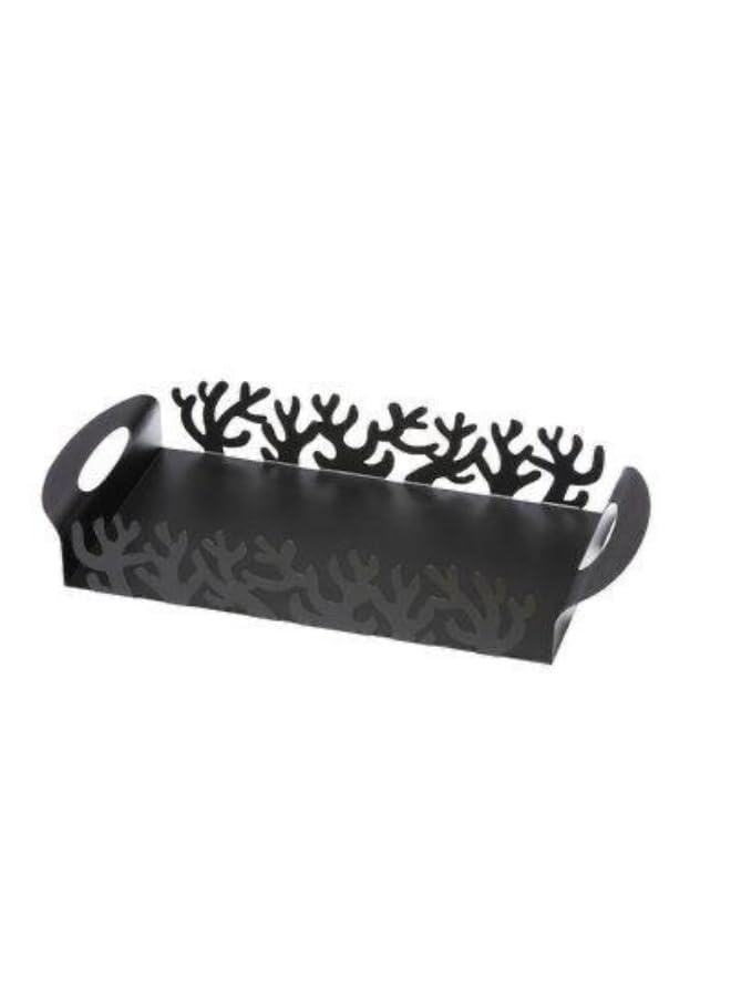 FuncyHome Metal Serving Tray, Geometric Design, Black, 40x30x6 cm, Decorative and Hospitality Tray, Matte Scratch-Resistant Coating, for Kitchen, Coffee Corner and Table Organisation