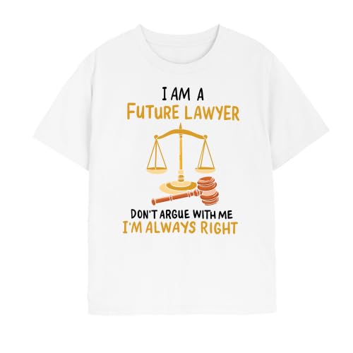Future Lawyer Graphic T-Shirt, White, Humorous Slogan Tee, Don't Argue with Me I'm Always Right (size M)