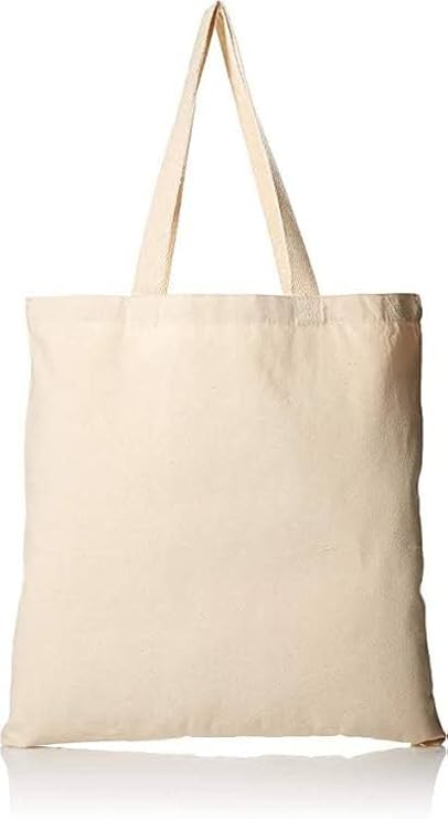 Reusable Organic Cotton Fabric Shopping Bag for Milk, Groceries and Vegetables with Reinforced Handles (Tote Bag)