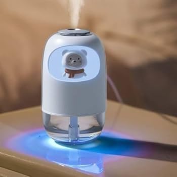 250ml Bear Air Freshener Portable USB Air Humidifier with 7 Colors Night Light, 2 Mist Modes, Quiet On, Auto Shut-Off - Suitable for Car, Office, Home, Travel