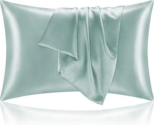 2 Satin Pillowcase Regular Size (50x75cm) - 2 Pillow Cases Ultra Soft, Envelope Closure Pillow Case for Hair and Skin, Mint Green