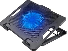 Crush C1000 Laptop Cooling Pad with 1 Large Fan with LED Lighting, Compatible with Devices Up to 17 Inch, Five Adjustable Angles for Excellent Comfort and Performance