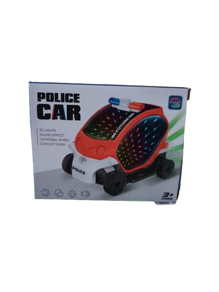MySouq.Store 1Pcs Electric Car Transparent Gear Police Car With Light Music Kid Gifts Car Birthday Gifts for Boys and Girls B99 (RED) 135G