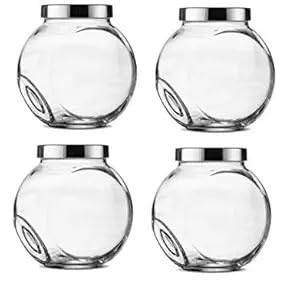 Next Store 4 Piece Glass Spice Set with Double Base and Slanted Design, Clear Jars 200 ml Capacity, High Quality for Kitchen Organization