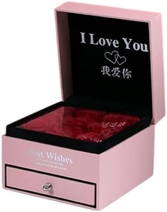 Jewellery Gift Box, Gifts for Women, Eternal Rose Gift Box, Real Rose Infinity Rose Box, Mother's Day Gift for Mum, Girlfriend, Wife, for Wedding, Birthday, Anniversary (pink)