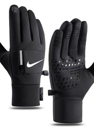 Running Gloves with Touch Screen - Black Winter Glove Liners for Texting, Cycling, Driving for Men & Women - Thin, Lightweight & Warm Cold Weather Thermal Sports Gloves - Two Finger Touchscreen Gloves