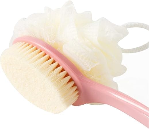 Long Handle Bath Brush with Soft Bristles, Pink, Shower Body Scrubber with Extended Grip