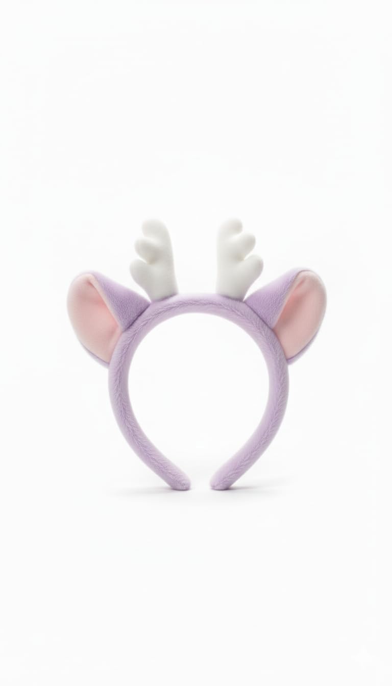 Fur Lined Hair Hoop with Cute Horns for Girls - Soft and Warm Cute Hair Accessory - Suitable for Daily and Party Use (Purple)