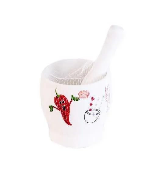 Strong plastic mortar to grind and puree garlic and spices