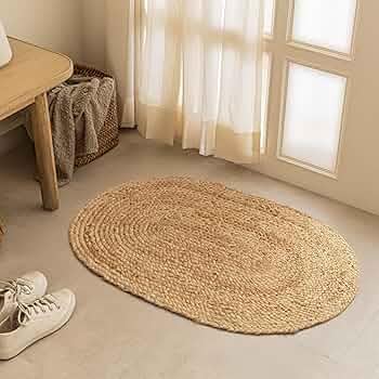Natural Seagrass Oval Door Mat, Rustic Woven Design, 40 x 80 cm