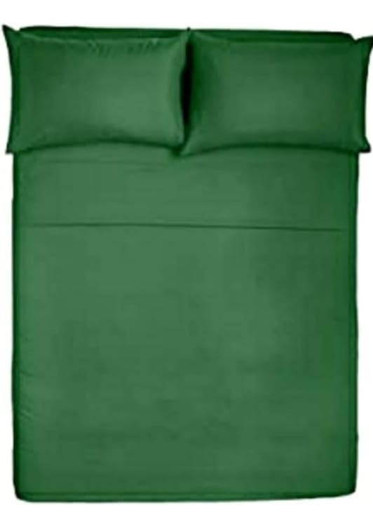 AL HAMAD 3 Piece Cotton Elastic Sheet Set Suitable for Home, Hotels and Touristic Villages 1 Fitted Sheet with 2 Pillow Cover 50x70 (Olive Green, Single 120x200cm)