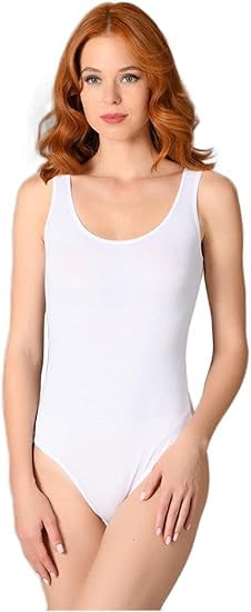 Kalia Women's Sleeveless Wide Straps Cotton Bodysuit