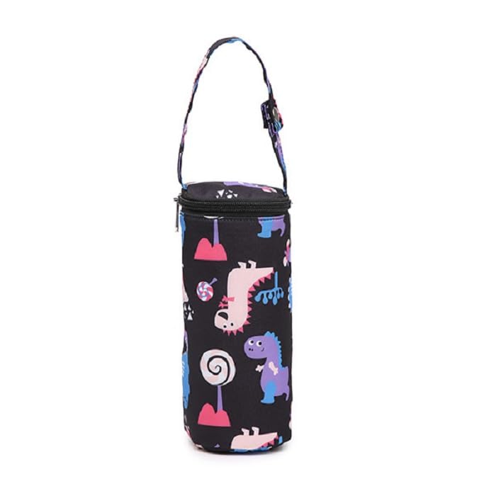 fashion mania Insulated Baby Bottle Bags with Carrying Handle Portable Travel Baby Feeding Bottle Bag (Black)