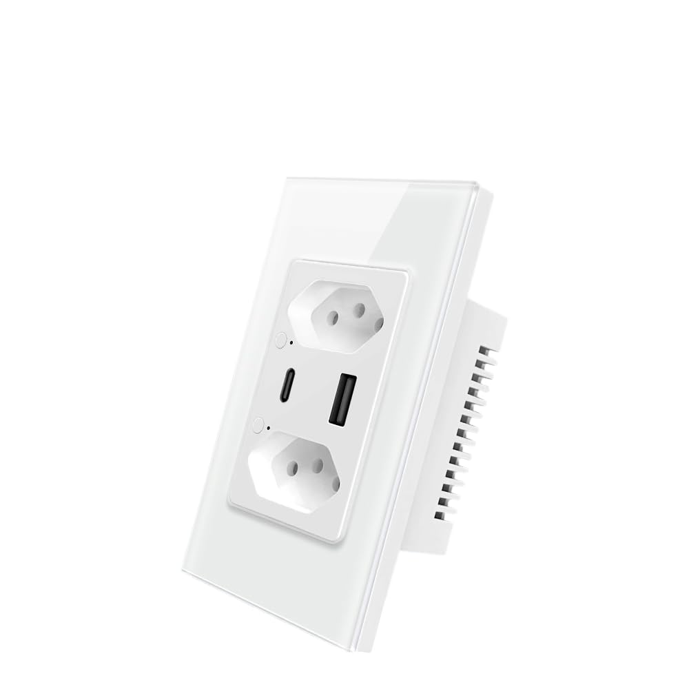 Smart Wall Double Socket Plug Wifi with USB Type C and Type A from Avatto Works with Tuya/Smartlife Support Alexa and Google Home - White