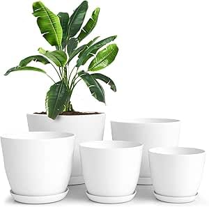 Home Plant Pots Decorative Flower Pots for Indoor Plants - Plastic Pots for Indoor Plants, Flowers, Cactus, Succulents 30cm Off White 2pcs