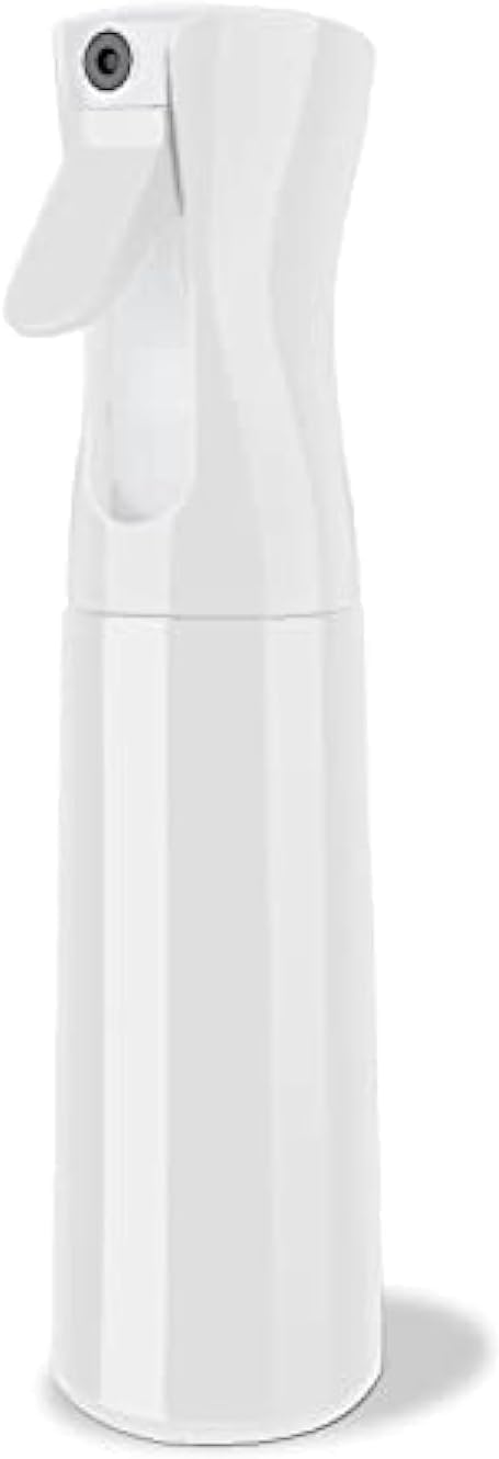 Continuous Mist Spray Bottle for Hair 200ml, Refillable Plastic Water Sprayer with Fine Even Mist, Easy Trigger for Styling, Cleaning, Plants, Salon & Home Use (White)