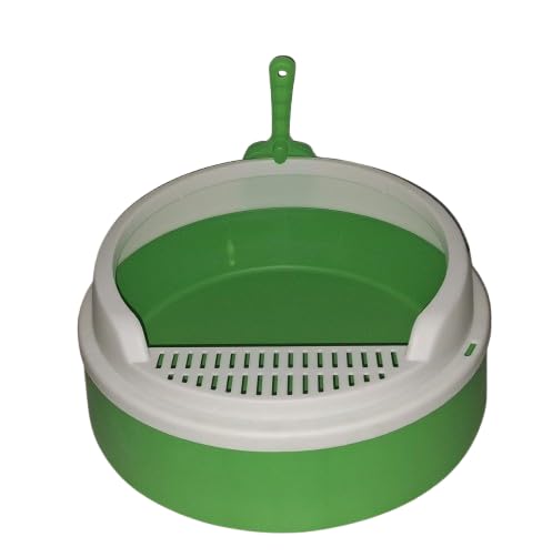 Semi Round Cat Litter 40 Cm With Matching Cat Litter Scoop (Green & White)