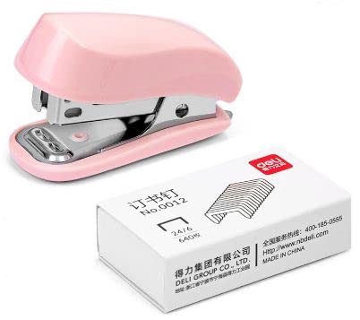 DLME Pink Color Mini Stapler with Staple Remover & 640 Staples, Cute Stapler Gift for Student and Office Use