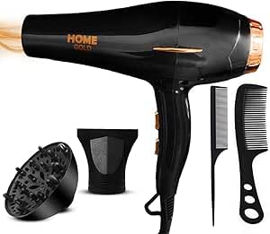 HOME GOLD Hair Dryer 3000W - Superior Drying Performance with Multiple Settings, Ionic Care, and Overheat Protection (HG-699 (Black))