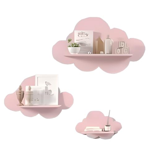 3 Pcs Cute Wave Cloud Daisy Floating Shelves, Danish Funky Wall Shelf, Preppy Bookshelf for Wall Multicolor IR
