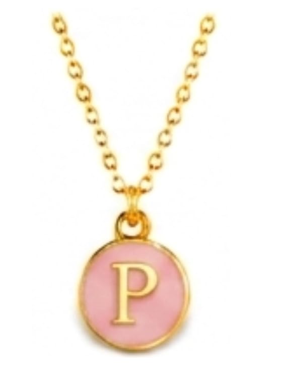 TDBSOQI Fashion Letter Necklace for Women 14K Gold Plated Pink Pearl Necklace Fashion Gold Plated Necklace for Women