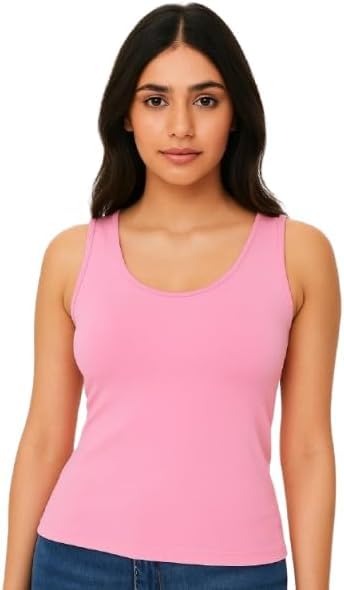 Women's Sleeveless Tank Top, Fitted Style, Scoop Neck, Premium Cotton