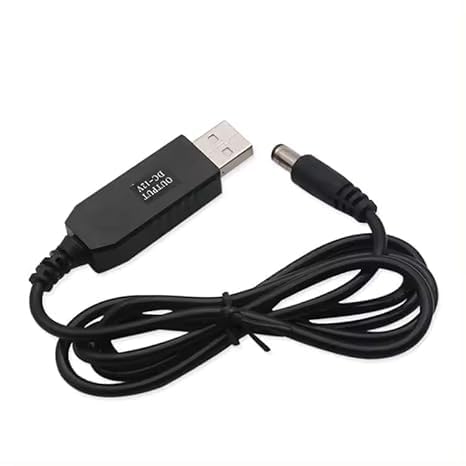Power Bank Router Connector Cable, 5V to 12V Converter, Black