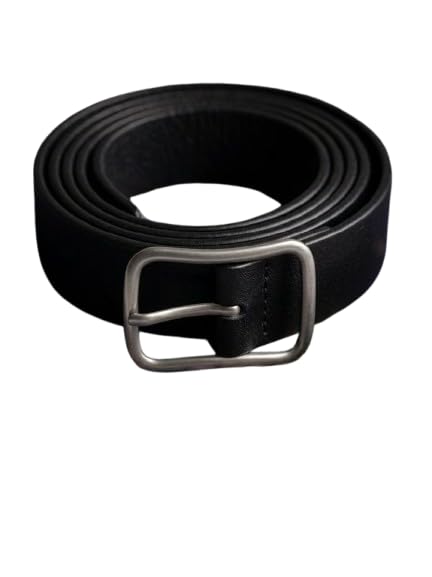 Women's Slim Belt, Faux Leather, Silver Oval Buckle, Casual Style-LO-1980
