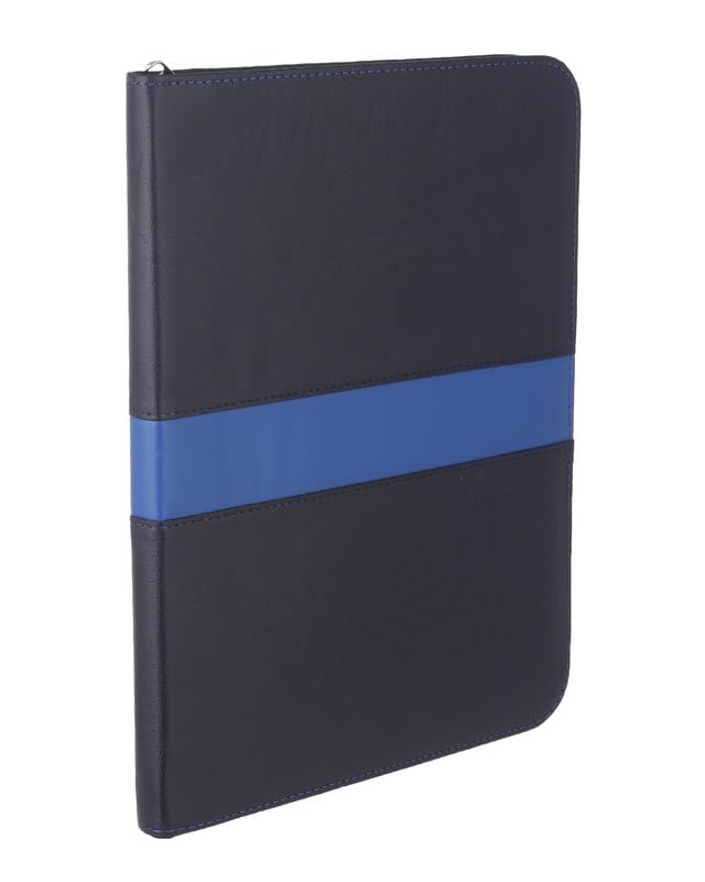 3A Portfolio C501 Leather Zipper Card Holder With Calculator 34X25X2 CM - Black & Blue