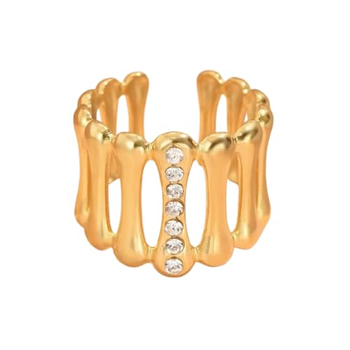 Freesize Gold Plated Stainless Steel Ring Easily Match Various Looks Open Design Gold Tone